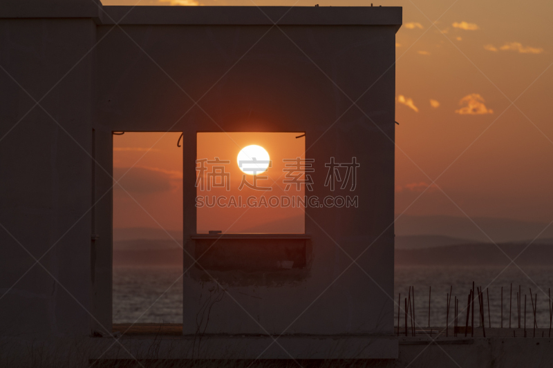 海岸线,爱琴海,奇奥斯岛,春天,早晨,希腊诸岛,看风景,东,日出