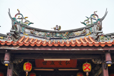 屋顶,寺庙,道教,天空,灵性,灯笼,水平画幅,无人,古老的,佛教