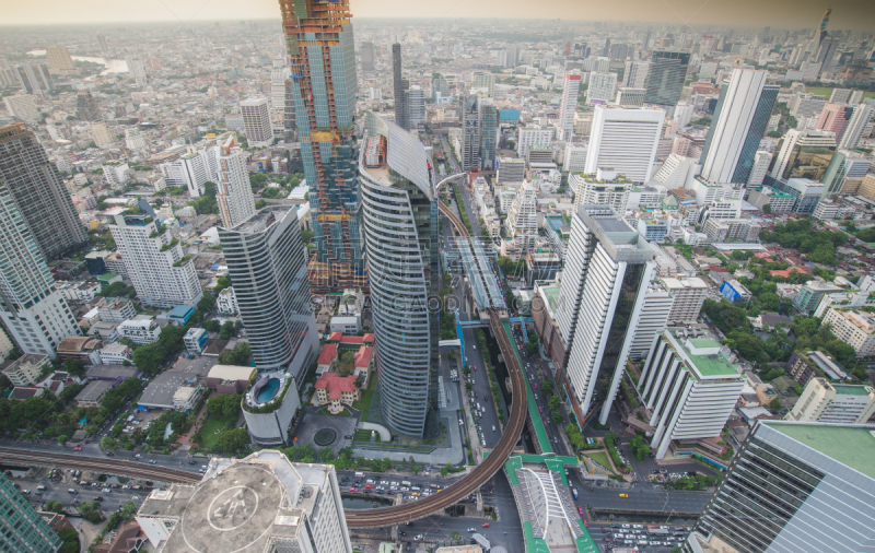 曼谷,市区,泰国,Silom,天空,火车站,中环,步行