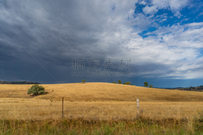 草,农场,黄色,干的,田地,草地围场,地形,乌云,在上面,农业