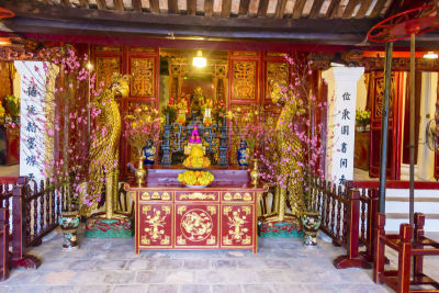 越南,河内,还剑湖,寺庙,孔子,哲学家,家庭,户外,红色,远古的