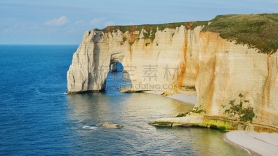 法国,诺曼底,诺曼底埃特塔尔海滩,风景,white cliffs,著名自然景观,草,著名景点,自然美,海岸线