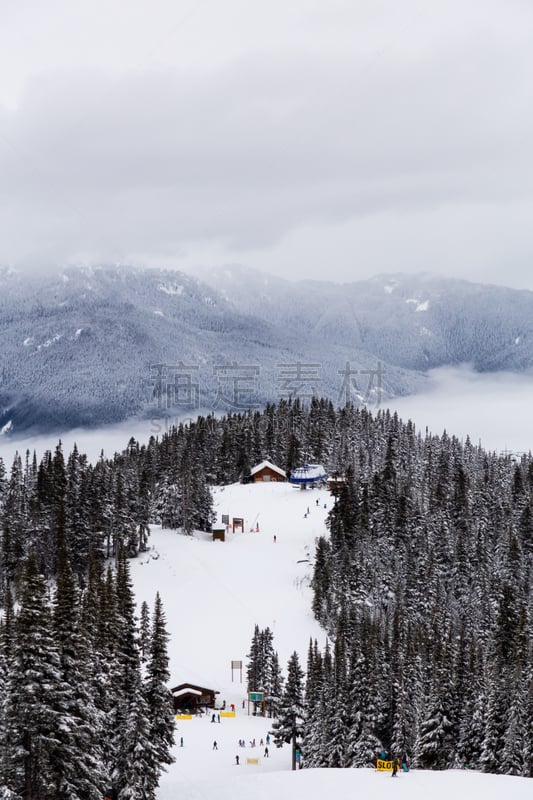 加拿大,惠斯勒,大不列颠哥伦比亚,寒冷,惠斯勒山,灰色,云,雪,公元前,小木屋