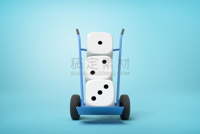 骰子,三维图形,白色,货仓车,赌场,蓝色背景,三个物体,独轮手推车,休闲游戏,车轮