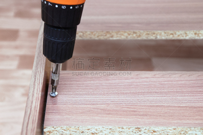 厚木板,钻孔机,家具,螺丝,特写,电动螺丝起子,木材,地板,橙色