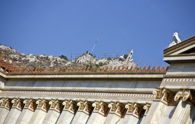 雅典学院,希腊,公园,圆顶建筑,户外,高处,建筑,欧洲,建筑外部,古老的