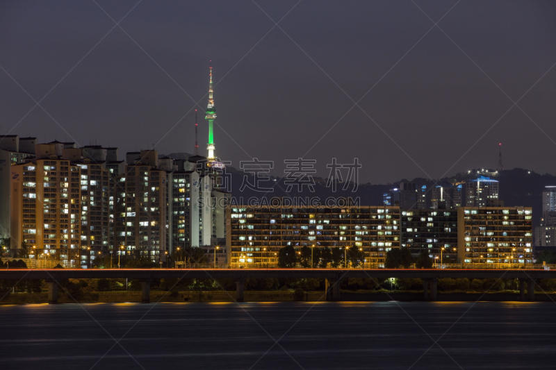 夜晚,都市风景,首尔,韩国,南山塔,小型摩托车,水平画幅,曙暮光,旅行者,户外