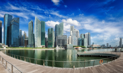 新加坡,全景,城市天际线,新加坡河,水,水平画幅,无人,户外,滨水,都市风景