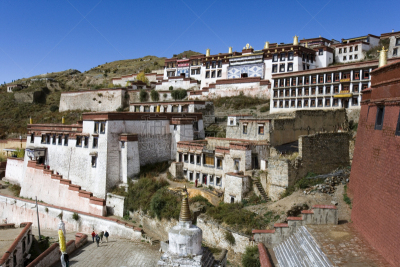 甘丹寺,青藏高原,纪念碑,灵性,水平画幅,山,无人,偏远的,户外,佛教