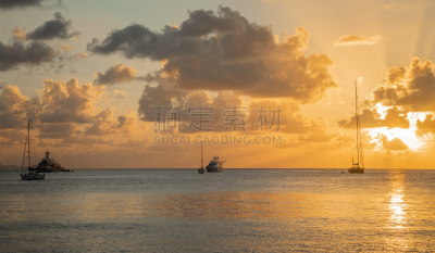 圣文森特和格林纳丁斯,游艇,慕斯提克岛,风景,固定的,海湾,加勒比海,威尼斯礁湖,船,帆