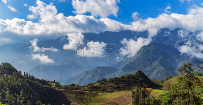 地形,山脉,日落