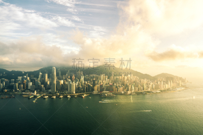Hong Kong Victoria Harbor from Air