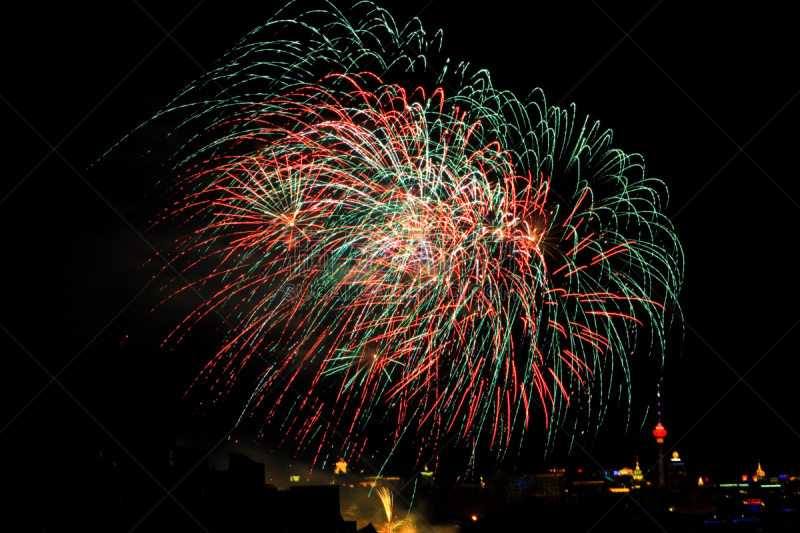 夜晚,新年前夕,天空,烟花秀,事件,圣诞装饰物,彩色背景,公园,中国,新年