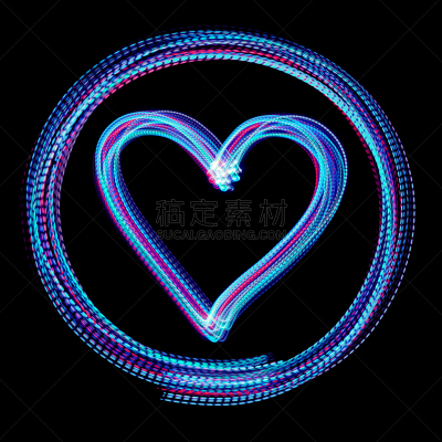 多色的,心型,发光二级管,背景分离,边框,浪漫,情人节卡,光轨,色彩鲜艳,圆形