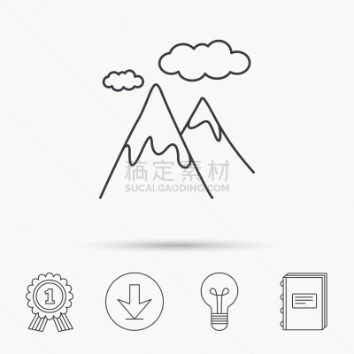 山,标志,计算机图标,云景,运动,雪山,直的,雪,证章,奖