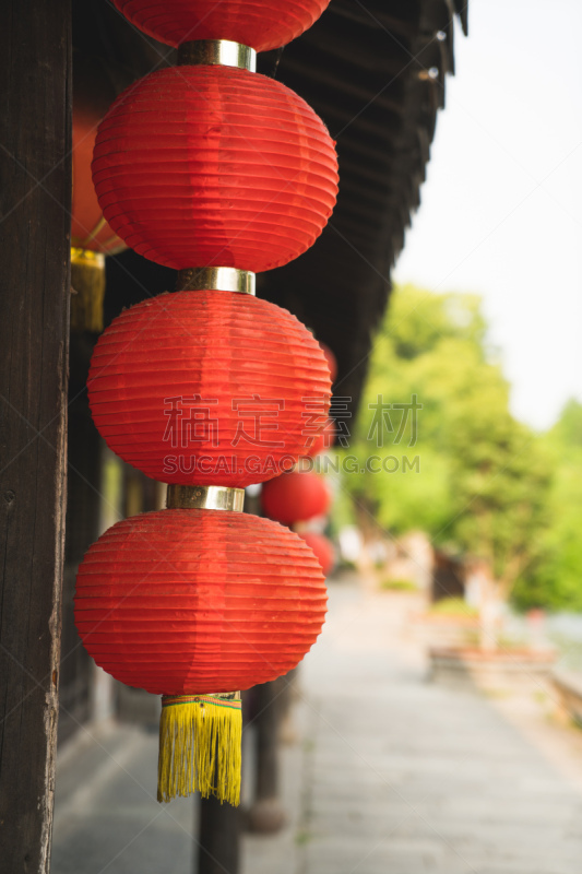 灯笼,建筑体,远古的,在下面,传统,事件,房屋建设,春节,纸灯笼