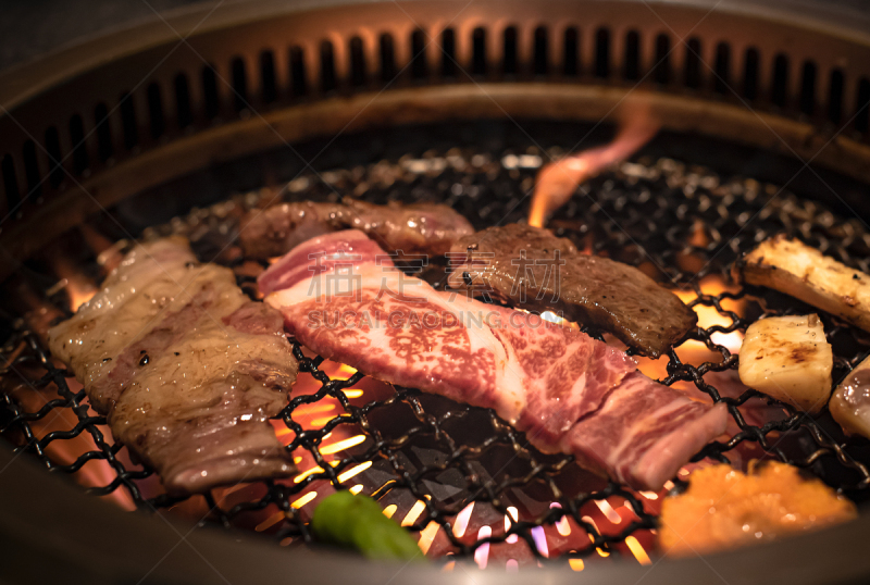 日本,烧肉,格子烤肉,腰肉,肉制品,牛排,热,清新,烤的,食品