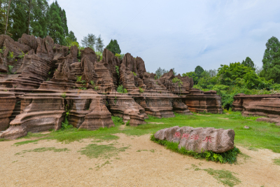 中国,湖南省,红色,公园,石头,旅途,沙岩,池塘,著名景点,张家界