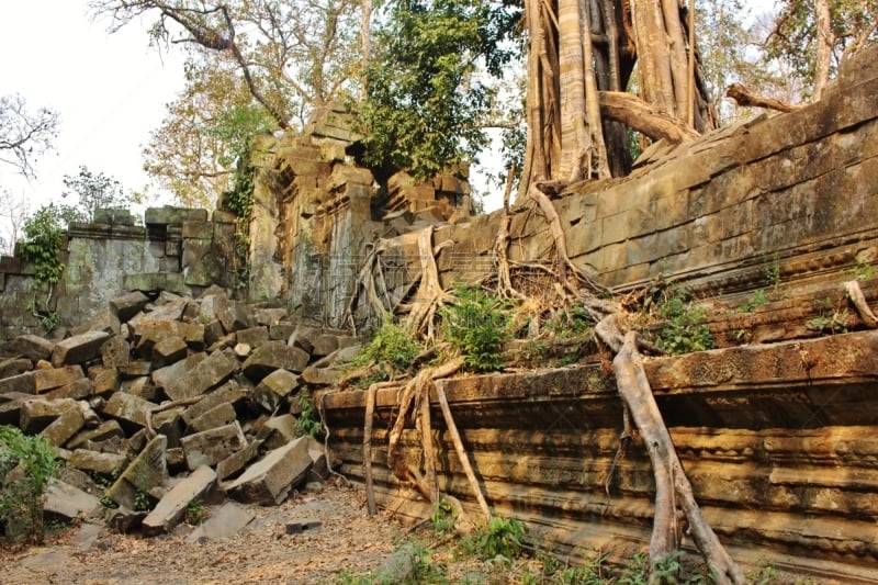 Scenic Ta Prohm Temple at Siem Reap in Cambodia. It is part of the UNESCO world heritage list and was featured in 2001's blockbuster epic, “Lara Croft: Tomb Raider”.