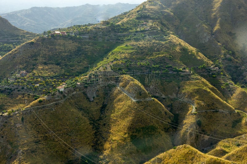 风景,山,云,陶尔米纳,户外,建筑,欧洲,远古的,自然,乡村