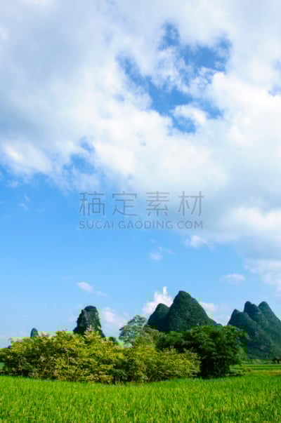 喀斯特,山,风景,玉龙雪山,遇龙河,阳朔,云南省,桂林,垂直画幅,天空