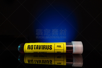 医学样本,轮状病毒,管子,蓝色背景,特写,药,纳米技术,科学实验,医疗流程,遗传研究