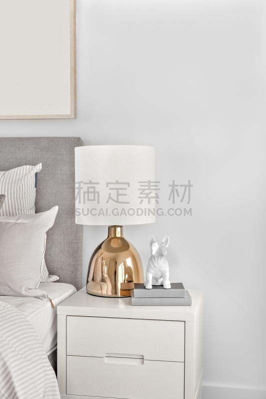 现代,桌子,卧室,灯,金色,柜子,就寝时间,华贵,舒服,狗