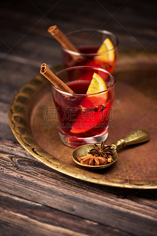 香料,玻璃杯,木制,冬天,桌子,热甜红酒,热饮,饮料,传统