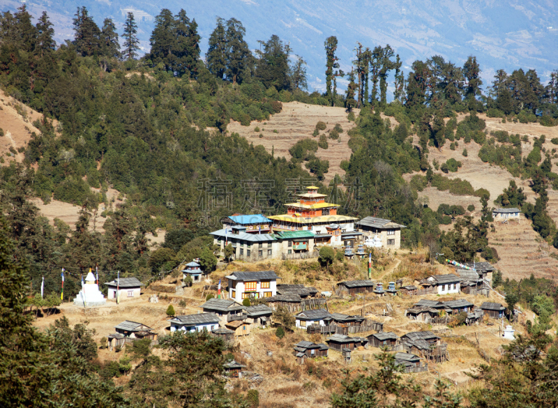 寺院,珠穆朗玛峰,居住区,陆克拉,达摩金轮,中东集市,曼图亚,经幡,坤布,山口