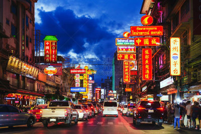 夜晚,泰国,曼谷,2019,街头食品,标志,14岁到15岁,佛,编辑,旅行者