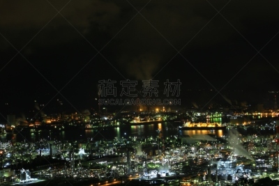 夜晚,工厂,工业区,水平画幅,无人,制造机器,户外,金属,光,工业