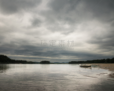 河流,暴风雨,独木舟,威斯康星,泉,白昼,河岸