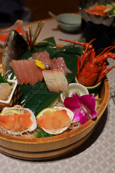 叶子,生食,盘子,生鱼片,鱼类,光,日本食品,日本,个性