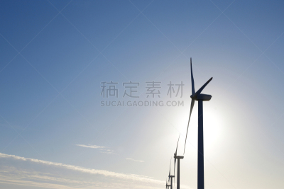 风轮机,天空,蓝色,背景,风,环境,云,环境保护,自然现象,能源
