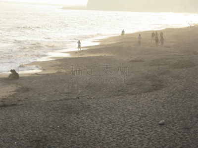 海滩,日本,相模湾,海啸,水,水平画幅,高视角,沙子,夏天,海浪
