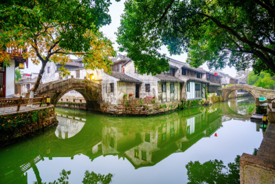 远古的,风景,苏州,周庄,乌镇,古董,拱桥,河流,户外,建筑