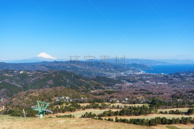 看风景,山,伊东,城市,山脊,雪山,雪,著名景点,春天,静冈县