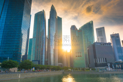 新加坡市,都市风景,城市生活,全景,滨海湾公园,滨海湾金沙酒店,新加坡河,滨海湾 ,水平画幅,新加坡
