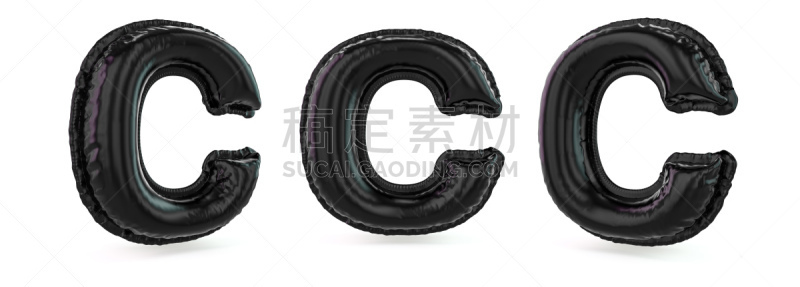 大写字母,三维图形,英文字母c,气球,充气品,黑色,背景,英语,单词,背景分离