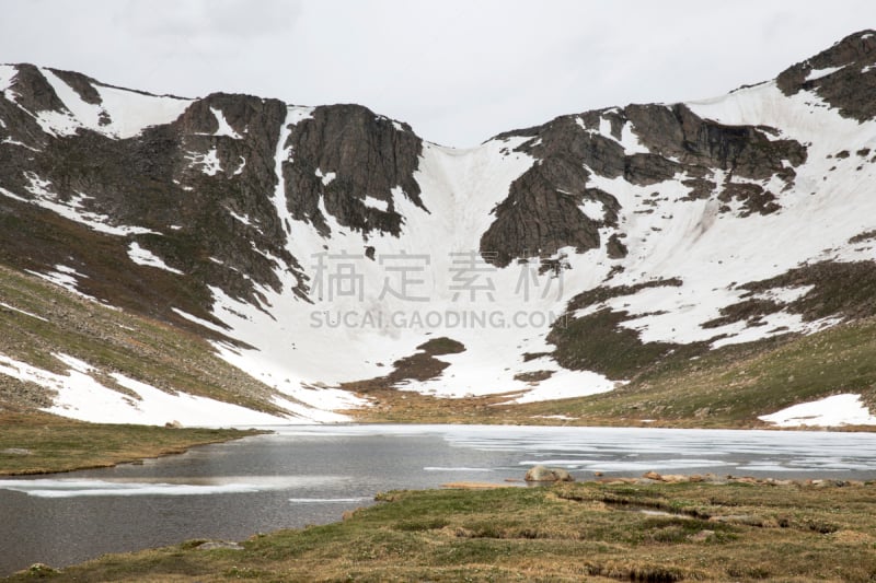 萨密特湖,科罗拉多州,山脊,埃文斯山荒野地,雪,草,池塘,自然美,湖,小路