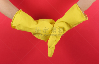 中国功夫,影棚拍摄,黄色,红色,手,橡胶,女性,背景聚焦,问候,清洗