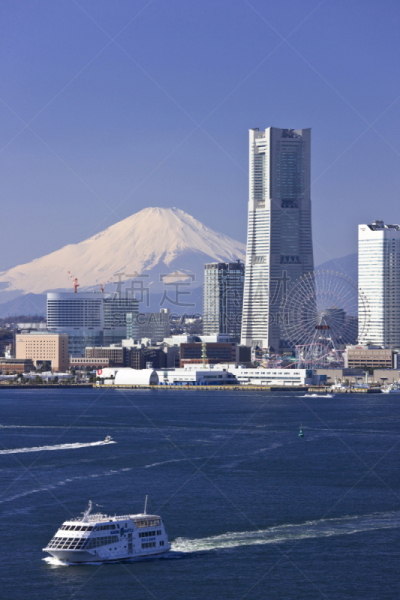 富士山,横滨高速铁路,建筑外部,垂直画幅,天空,留白,城镇景观,无人,海港,东亚