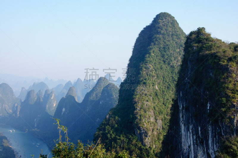 喀斯特,山,风景,阳朔,桂林,天空,美,水平画幅,高视角,户外