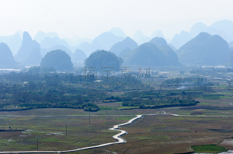 喀斯特,山,风景,阳朔,桂林,天空,美,水平画幅,高视角,户外