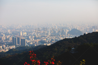 都市风景,山,广东省,广州,雾,珠江新城,夏天,晴朗,白昼