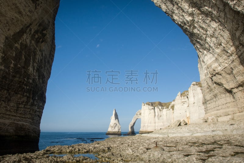 诺曼底埃特塔尔海滩,平视角,看风景,法国,云,著名景点,自然美,海岸线,窗户,地中海