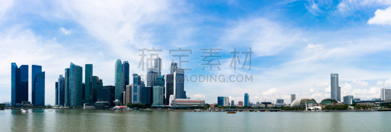 新加坡市,全景,鱼尾狮公园,新加坡河,滨海湾 ,水平画幅,新加坡,无人,海港,户外