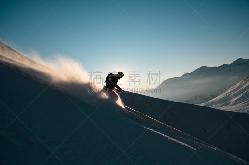 雪,滑雪运动,山,男性,活力,热情,极限运动,阴影,户外,痕迹