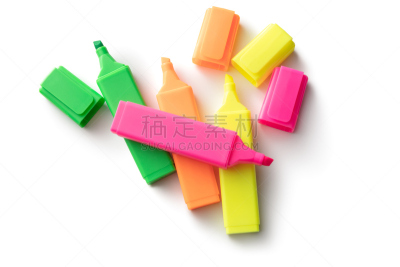 荧光笔,办公室,白色背景,分离着色,商务,毡尖笔,背景分离,塑胶,铅笔,橙色