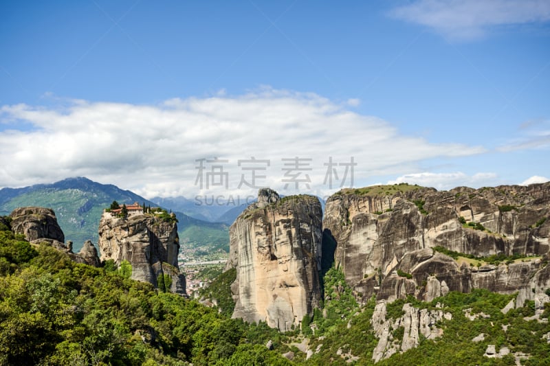 传统,希腊,美特拉美提欧拉,修道院,看风景,山,绿色,一个物体,宏伟